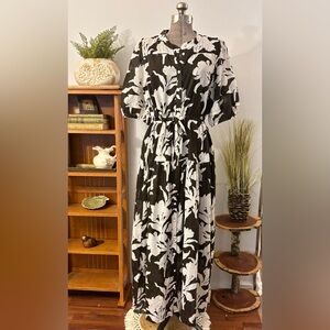 NWT Emerson Fry XL Lucy 4 Basque Dress Elastic Waist Organic Cotton